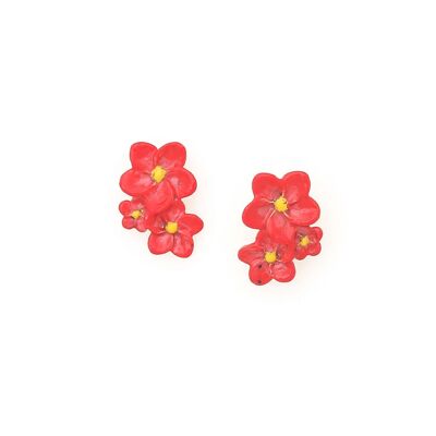 LES INSEPARABLES-MYOSOTIS Orecchini con 3 fiori - rossi