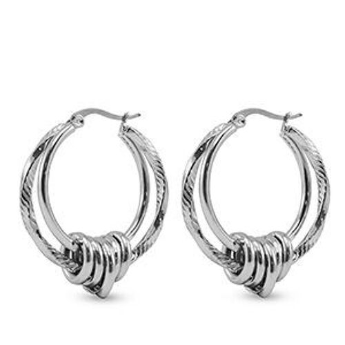 Large double earrings zilver