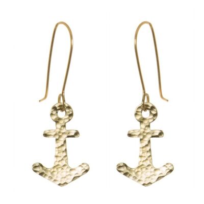 Hammered Brass Anchor Earrings