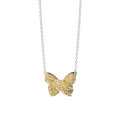 Hammered Brass Butterfly Necklace