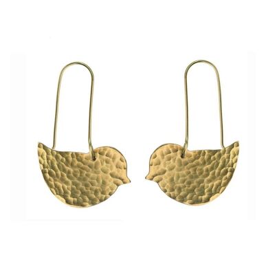 Hammered Brass Lovebird Earrings