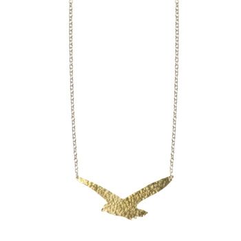 Collier mouette en laiton martelé