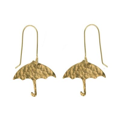 Hammered Brass Umbrella Earrings