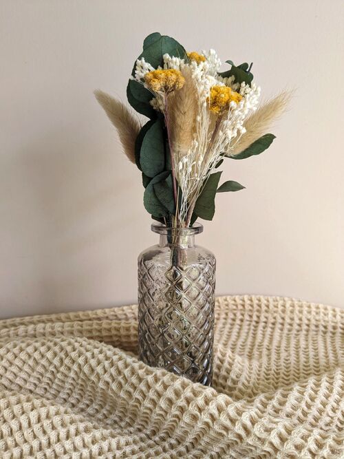 Soleil d’Eté – Petit bouquet de fleurs séchées naturelles pour décoration de table.