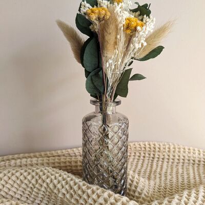 Sole estivo – Piccolo bouquet di fiori secchi naturali per la decorazione della tavola.