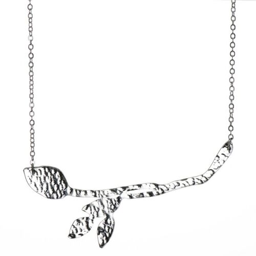 Plated Meadow Leaf Necklace - silver