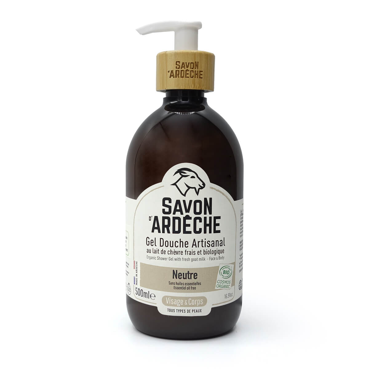 Organic Handmade Shower Gel with Fresh Goat's Milk – 500ML - Neutral (No Essential Oils)