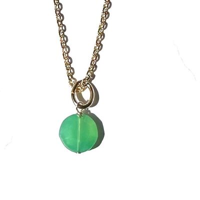Charm crisoprasa facetada redonda