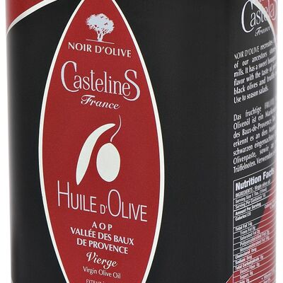 Huile d'Olive NOIR D'OLIVE AOP Vallée des Baux de Provence Olives maturées bidon 250ml