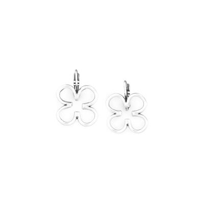 CLOVER Pendientes durmientes de trébol (plata)