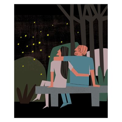 Illustration "Glühwürmchen" von Mikel Casal. A4 Reproduktion signiert