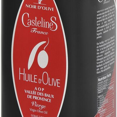 Huile d'Olive NOIR D'OLIVE AOP Vallée des Baux de Provence Olives maturées bidon 1 L