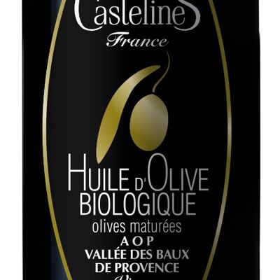Huile d'Olive BIO NOIR D'OLIVE AOP Vallée des Baux de Provence Olives maturées bouteille 500ml