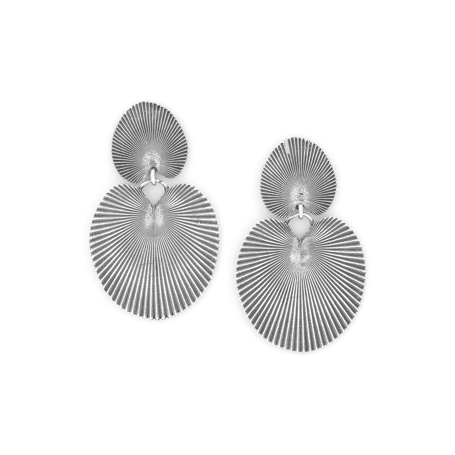 PALMSPRING Zigeuner-Push-Ohrringe 2 Blätter (Silber)