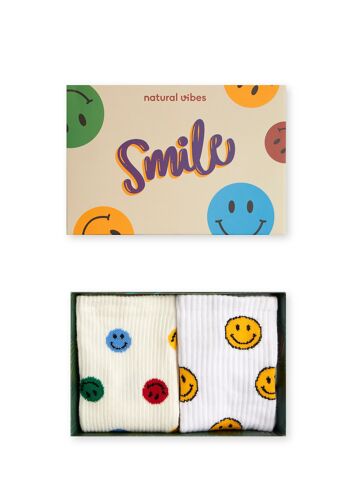 Coffret cadeau chaussettes bio - lot de 2 chaussettes de tennis Smile 1