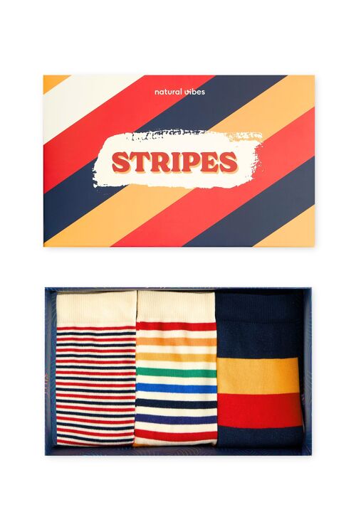 Bio-Socken Geschenkset - 3er Set bunte Socken Stripes