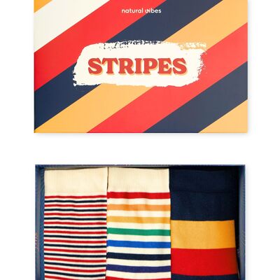 Set de regalo de calcetines ecológicos - lote de 3 calcetines a rayas de colores