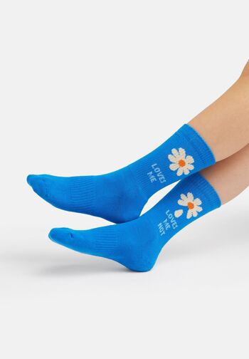 Chaussettes Bio Loves Me Loves Me Not - Chaussettes de tennis blanches avec marguerites 1