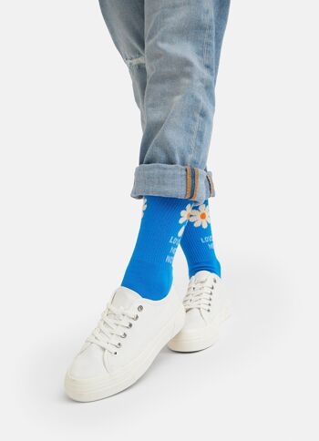 Chaussettes Bio Loves Me Loves Me Not - Chaussettes de tennis blanches avec marguerites 2