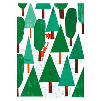 Illustration "Forêt" de Mikel Casal. Reproduction A4 signée