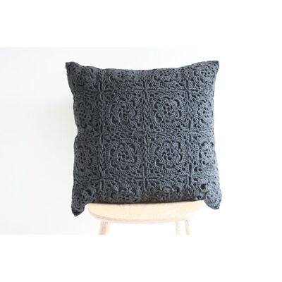 Coussin crochet gris foncé - XL