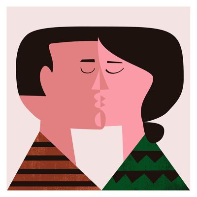 Illustration "Kiss" de Mikel Casal. Reproduction A4 signée