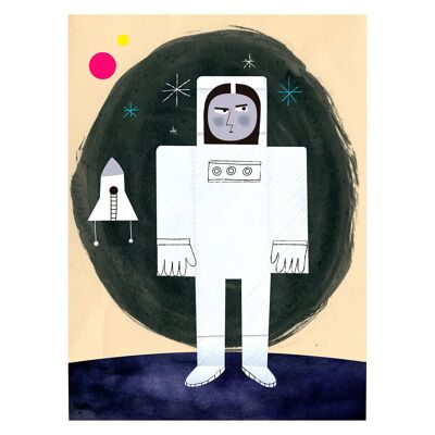 Illustration "Astronaut" by Mikel Casal. A4 reproduction signed