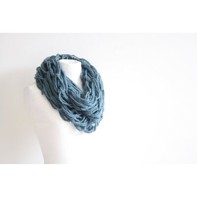 Green-blue infinity scarf - wool
