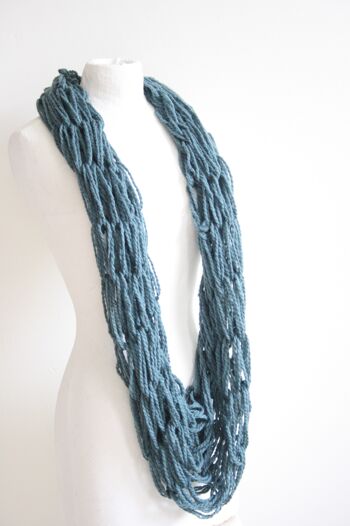 Foulard infini vert-bleu - laine 2