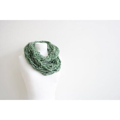 Green infinity scarf - wool