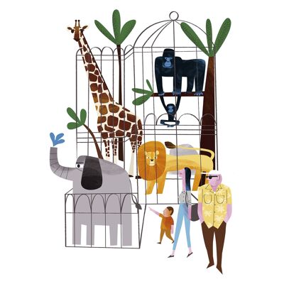 Illustrazione "Zoo" di Mikel Casal. Riproduzione A4 firmata