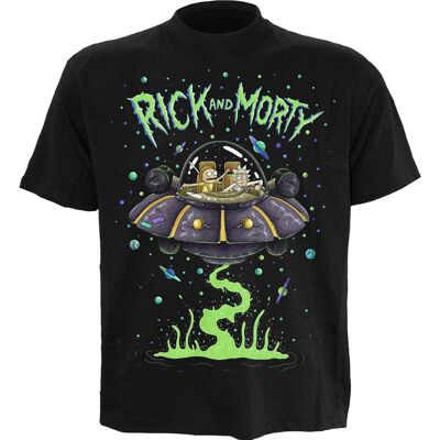 RICK AND MORTY - SPACE CRUISER - Camiseta con estampado frontal negra