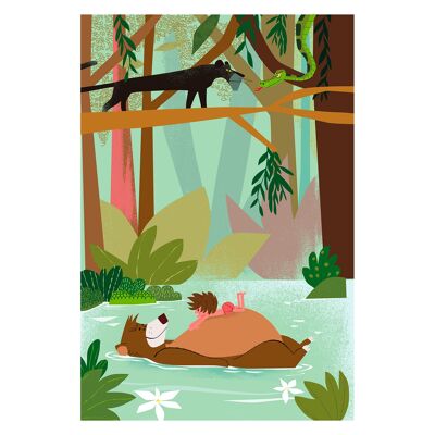 Illustration "Le livre de la jungle" par Mikel Casal. Reproduction A4 signée