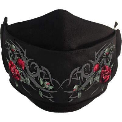 TRIBAL ROSE - Maschera alla moda in cotone premium con regolatore