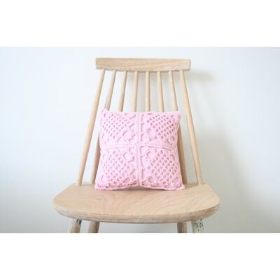 Light pink crochet pillow - S