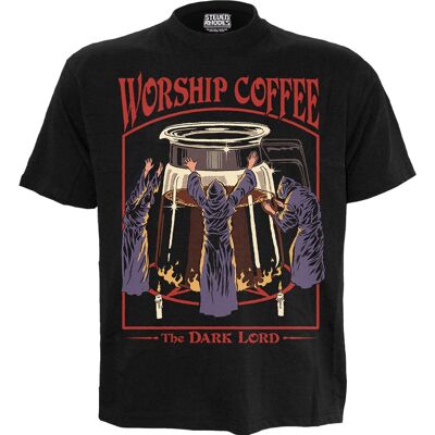 STEVEN RHODES - WORSHIP COFFEE - T-Shirt mit Frontprint, Schwarz