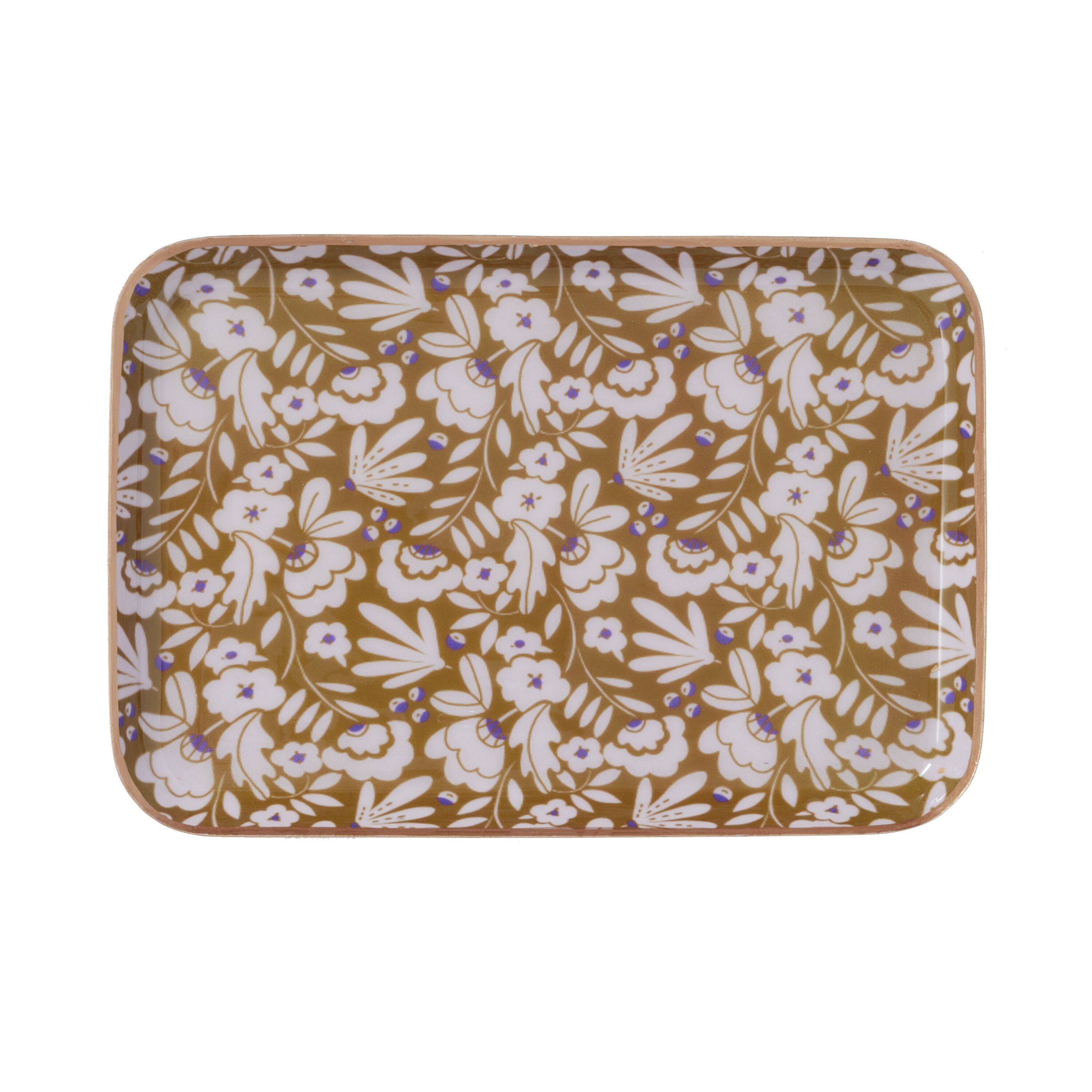 Blumentablett aus emailliertem Metall im Bohemian-Chic Iris Curry