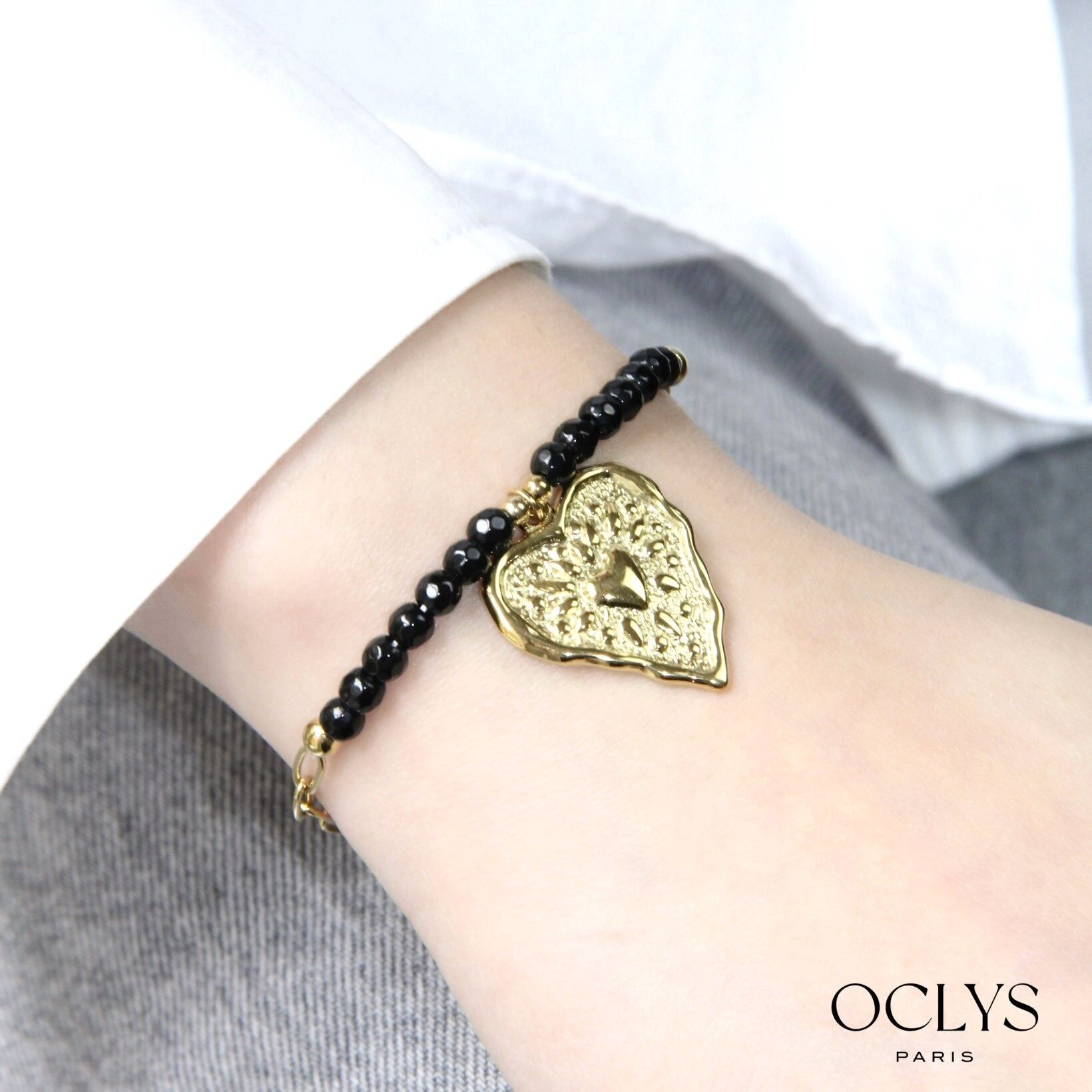 Bracciale con perline in acciaio inossidabile con cuore di Venere