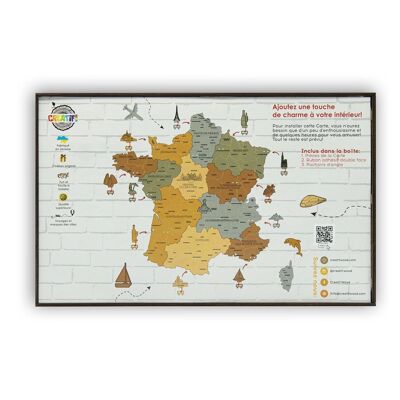 2D wooden map of France