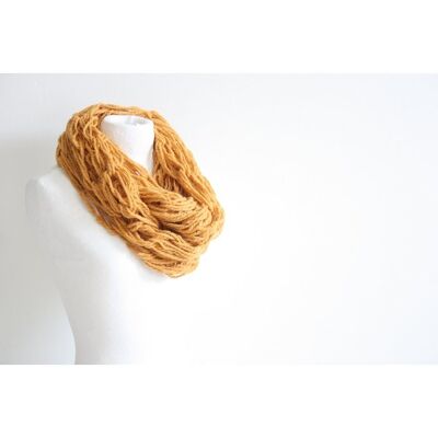 Ocher yellow infinity scarf - wool