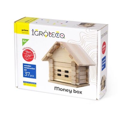 Juego de construcción de madera House Piggy Bank 37 piezas