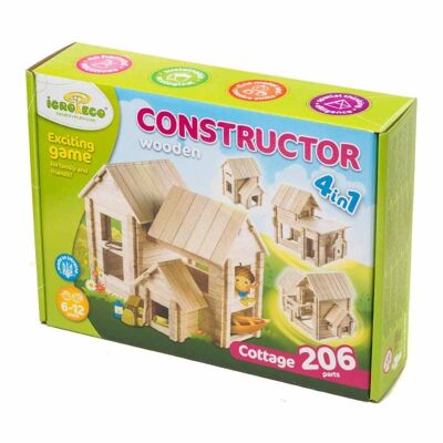 Juego de construcción de madera cabaña 206 piezas