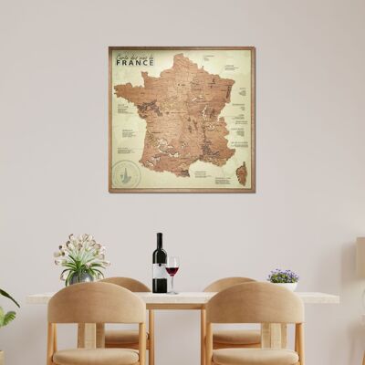 Französische Weinkarte aus 3D-Holz auf Holz