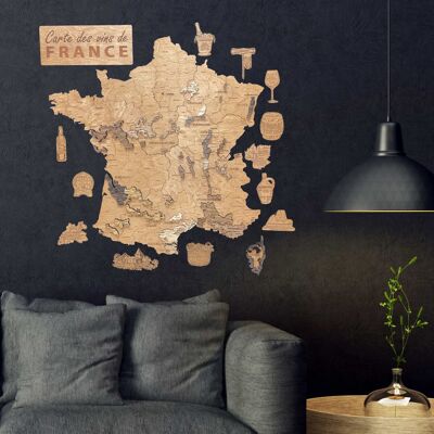 Mapa de vinos franceses en madera 3D DIY