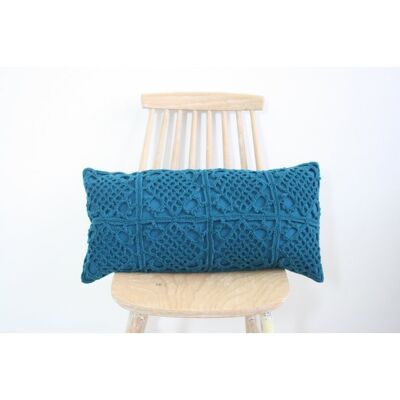 Petrol crochet pillow - Long