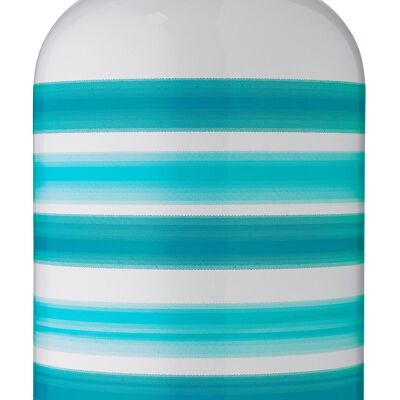 Botella de cristal decorada con aceite de oliva virgen extra - Líneas azules