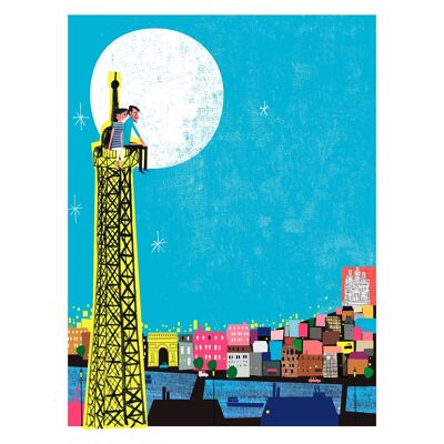 Illustration "Paris" by Mikel Casal. A4 reproduction signed