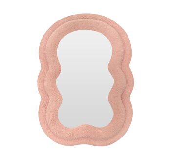 Petit miroir avec cadre en tissu éponge rose