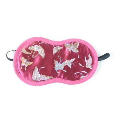 Masque de nuit en soie - rose papillon