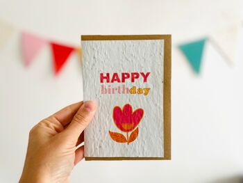 Carte anniversaire rose et rouge